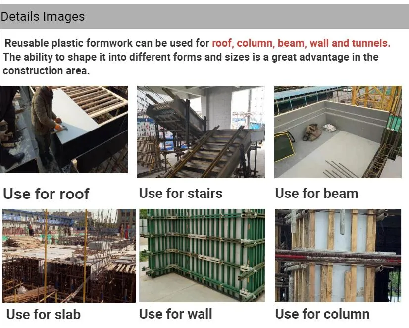 18mm PVC Concrete Plastic Slab Construction Roof Shuttering Wall Formwork Boards